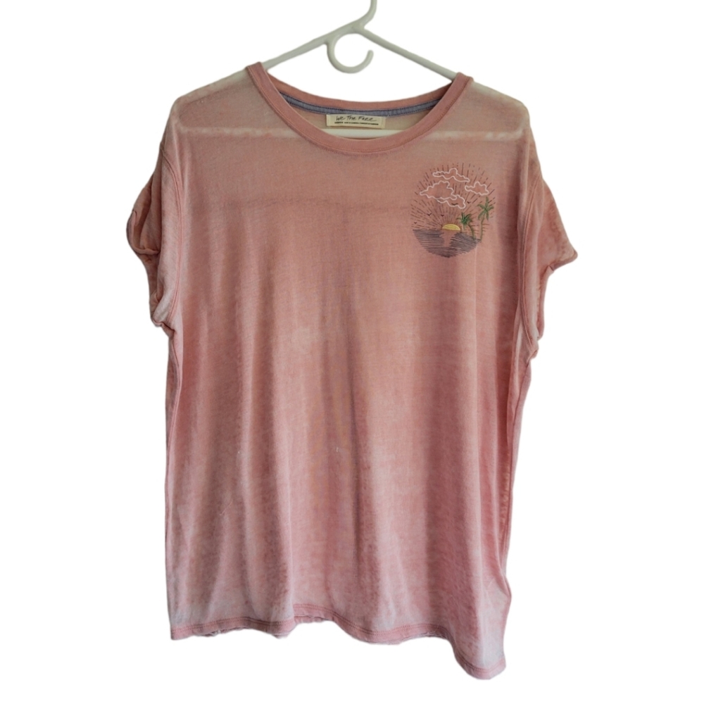 Free People We The Free Embroidered Palm Tree Sunset Top Size M